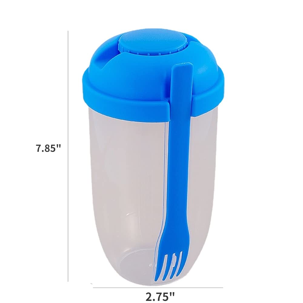 YunQin Creative Fresh Salad Container with Fork & Sauce Cup - Portable Bento Lunch Box for Women, Fitness Meal Prep, Weight Loss Diet - Perfect for Gym, Office, Picnic & Outdoor Activities (Blue)