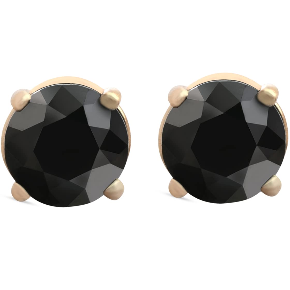1.5 Carat 14K Yellow Gold Round Black Diamond Stud Earrings for Women - Elegant & Timeless Jewelry for Everyday Wear, Parties & Special Occasions