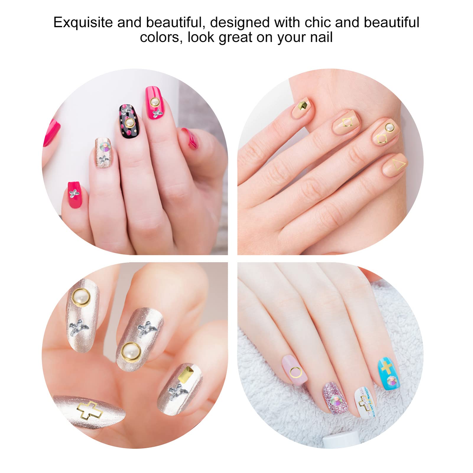 Minkissy 9-Piece Nail Art Kit with Rhinestones, Decals & Metal Rivets - DIY Manicure Accessories for Professional & Home Nail Art - Perfect for Bridal, Party & Salon Nail Designs