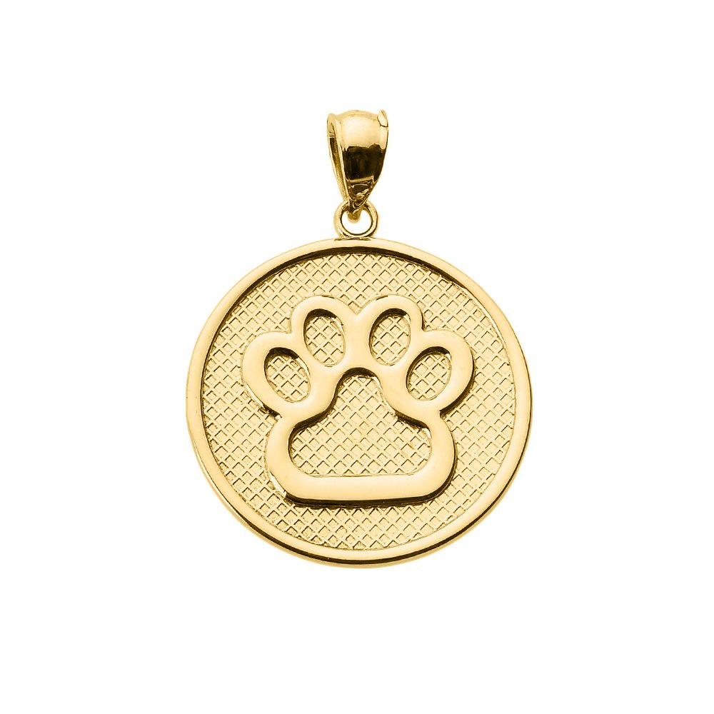10k Yellow Gold Dog Paw Print Disc Pendant Necklace for Women - Dainty Pet Memorial Jewelry Gift for Dog Lovers - Perfect for Everyday Wear, Special Occasions & Pet Remembrance