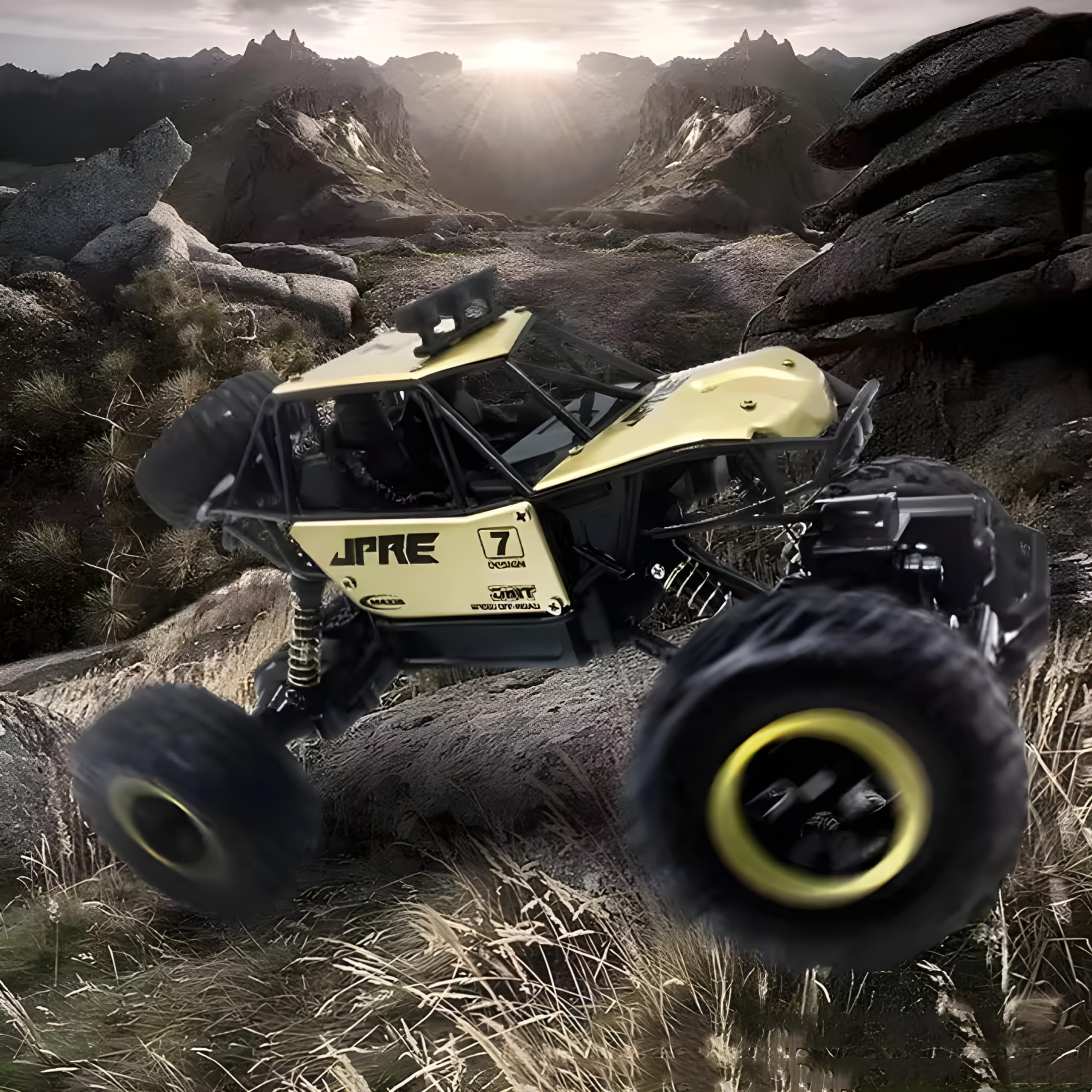 Eli & Chi Remote Control Monster Truck RC Car - 2WD Off Road Rock Crawler with 45° Climbing Angle, Rechargeable Battery & Water Mist Spray | High Speed Racing Toy for Boys & Kids | Outdoor Play, Backyard Adventures, Birthday Gifts (Black)