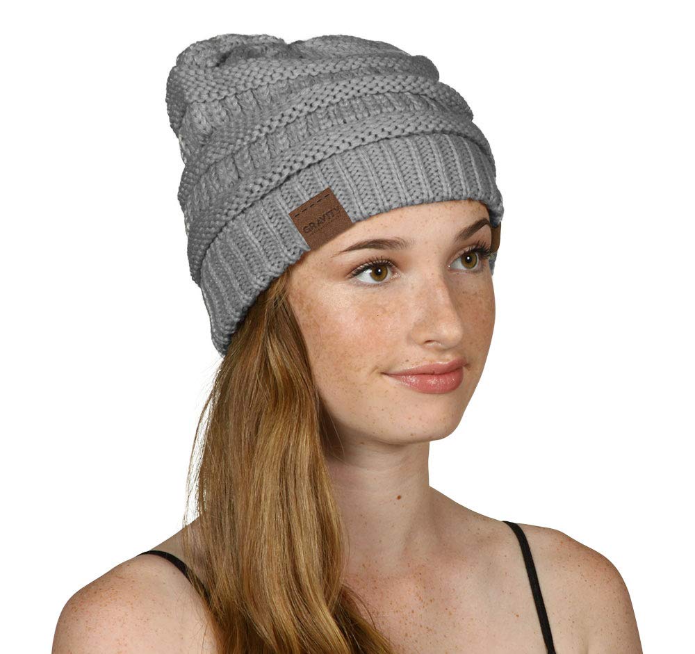 Gravity Outdoor Cable Knit Beanie Hat for Men & Women - Warm Winter Skull Cap for Skiing, Hiking & Snowboarding - Soft Wool Blend Cold Weather Accessory