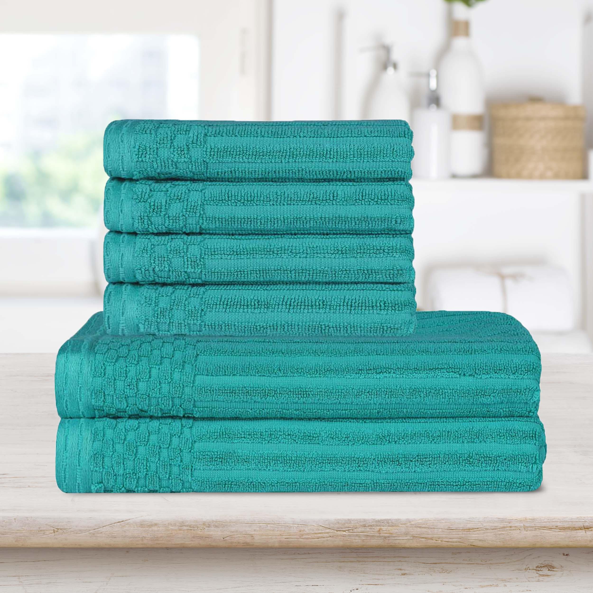 Premium Soho Ribbed Textured Cotton Bath Towel Set - Ultra Absorbent & Quick Dry Hand & Bath Towels for Spa, Gym & Luxury Home Use