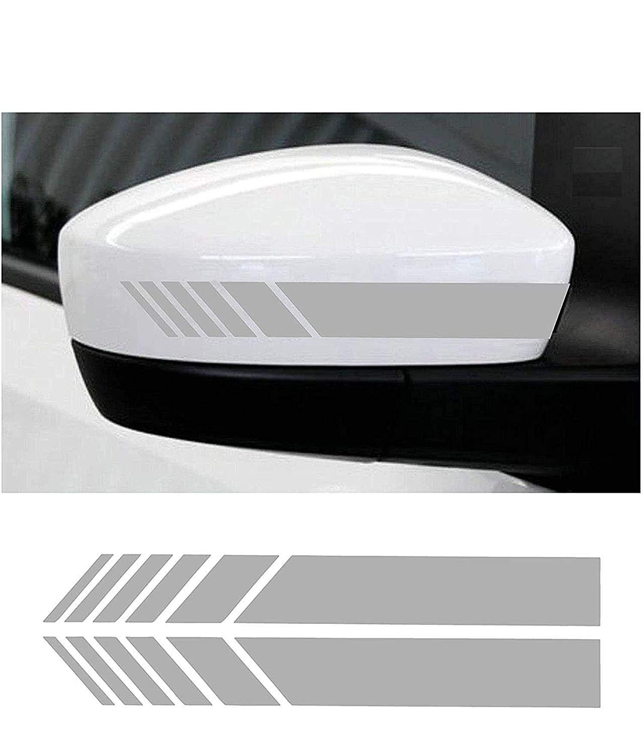 Car Rearview Mirror Reflective Strip Sticker - Light Grey Racing Decal Vinyl Emblem (Standard Size) for Enhanced Night Visibility & Vehicle Customization - Perfect for Car Enthusiasts & Street Racing Safety