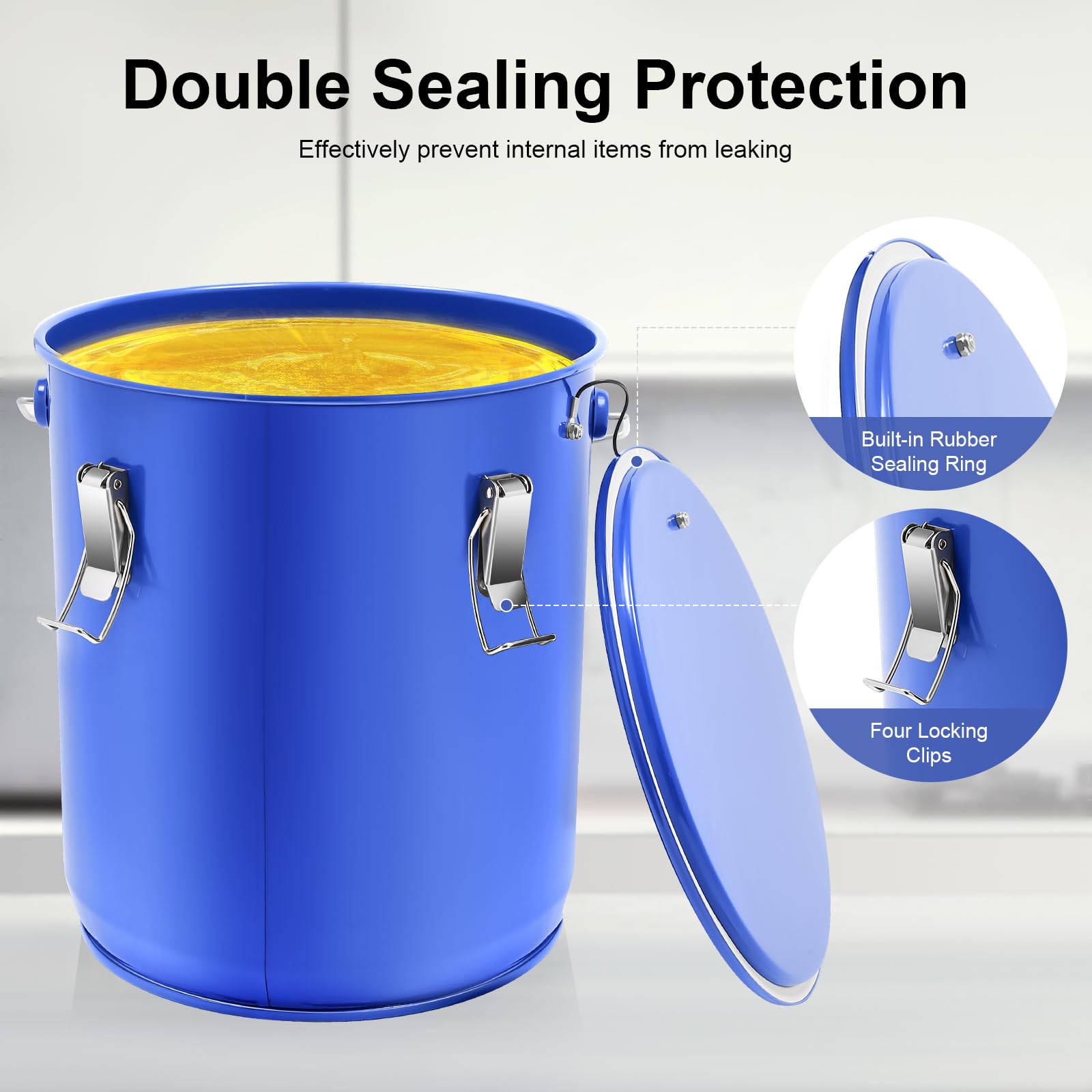 6 Gallon Fryer Grease Bucket with Lid Lock - Oil Disposal Caddy & Filter Pot for Hot Cooking Oil - Includes Filter Bag - Perfect for Restaurant, Food Truck & Home Kitchen Oil Recycling