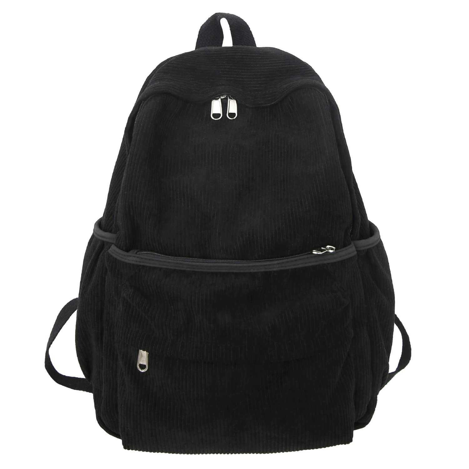 Preppy Corduroy Backpack for Women & Men - 15.6 Inch Laptop Backpack, Cute College Book Bag, Travel Rucksack & Daypack (Black, One Size) - Perfect for School, Work & Travel Accessories