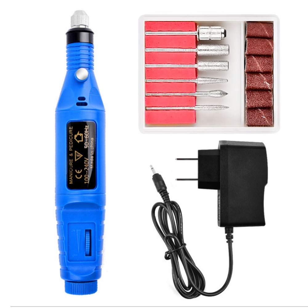 Professional Electric Nail Drill Kit - Portable Pen-Shaped Acrylic Nail Tools for Finger & Toe Nail Care (Blue) | Perfect for Salon, Home Manicure & Pedicure