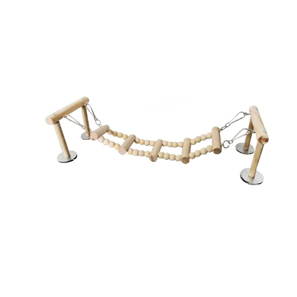 Natural Wooden Parrot Perch Stand with Swing & Climbing Ladder - Bird Playground Toy for Parakeets, Cockatiels, Lovebirds & Finches - Perfect for Cage Accessories and Avian Exercise