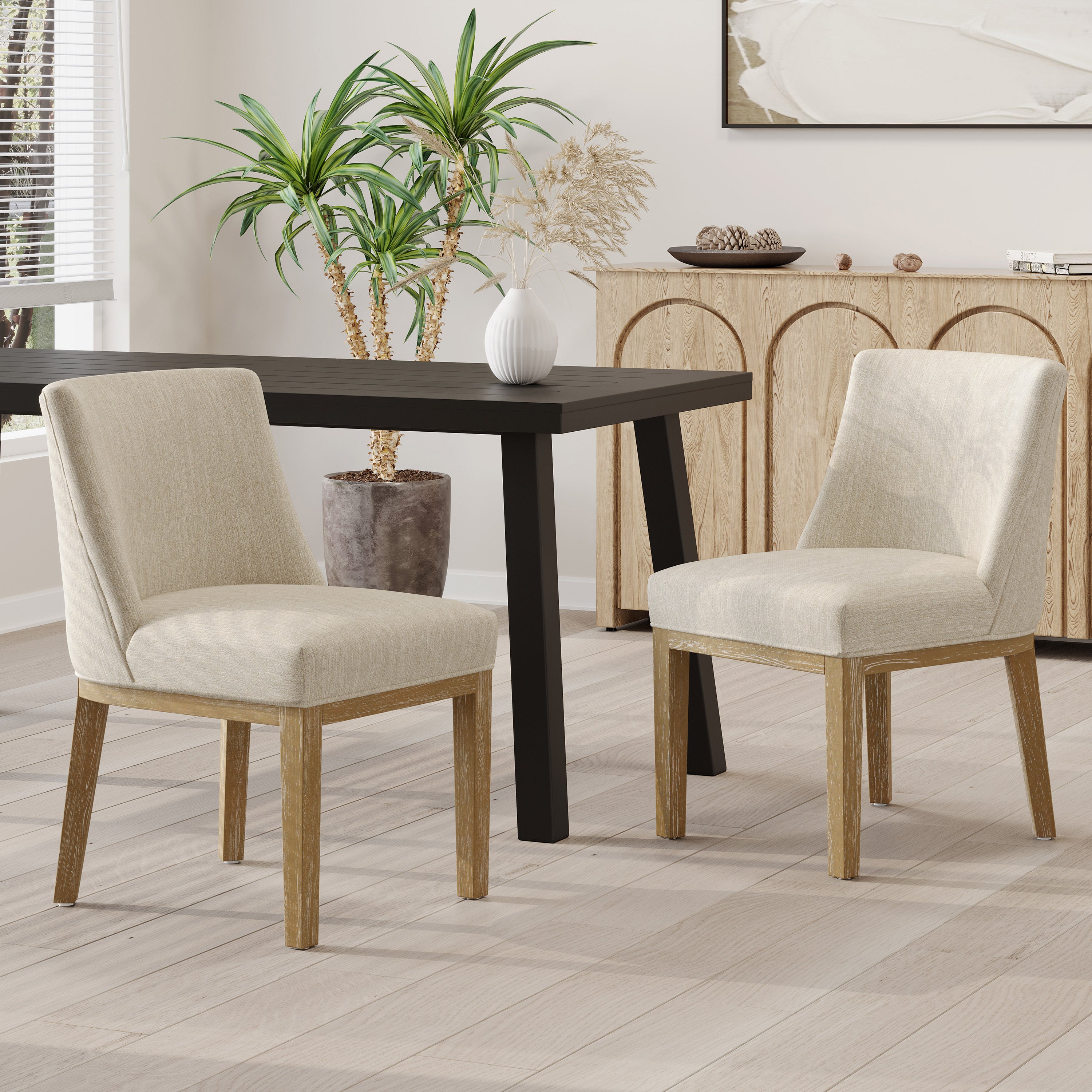 Modern Dining Chairs Set of 2 - MP2 Model - Sturdy Wooden Kitchen Chairs with Padded Seats - Perfect for Dining Room, Kitchen, Breakfast Nook & Small Spaces