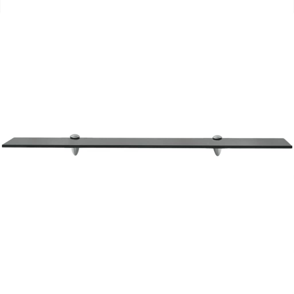 vidaXL Modern Floating Shelves Set of 2 - Black Tempered Glass Wall Shelves with Zinc Alloy Brackets - Easy Installation for Living Room, Bedroom & Office Decor