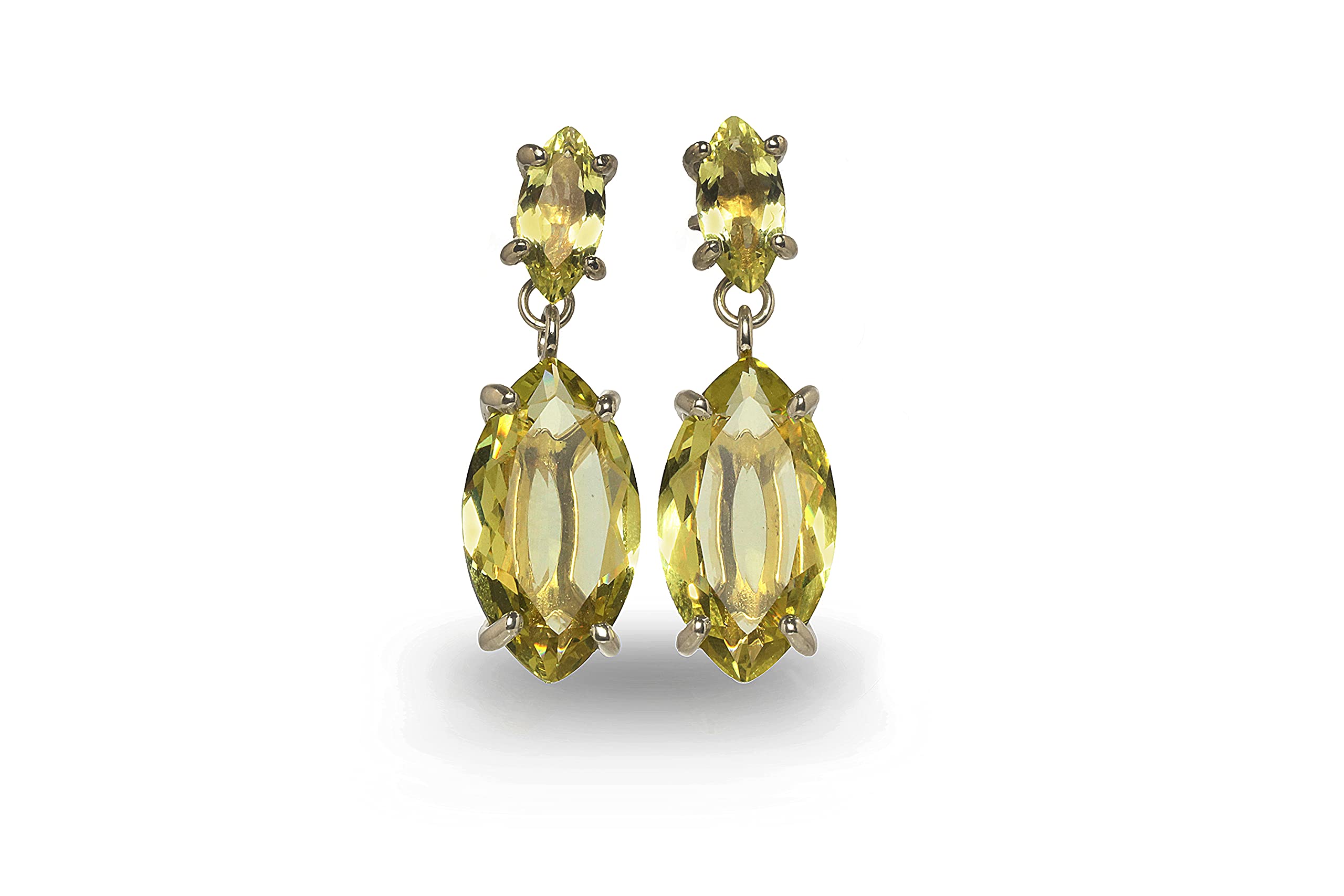 Bright Lemon Quartz 14k Gold Stud Marquise Earrings - Natural Gemstone Statement Jewelry for Women - Perfect for Weddings, Parties, Anniversaries & Birthdays - Customizable Gift for Her - Everyday Elegance & Special Occasions
