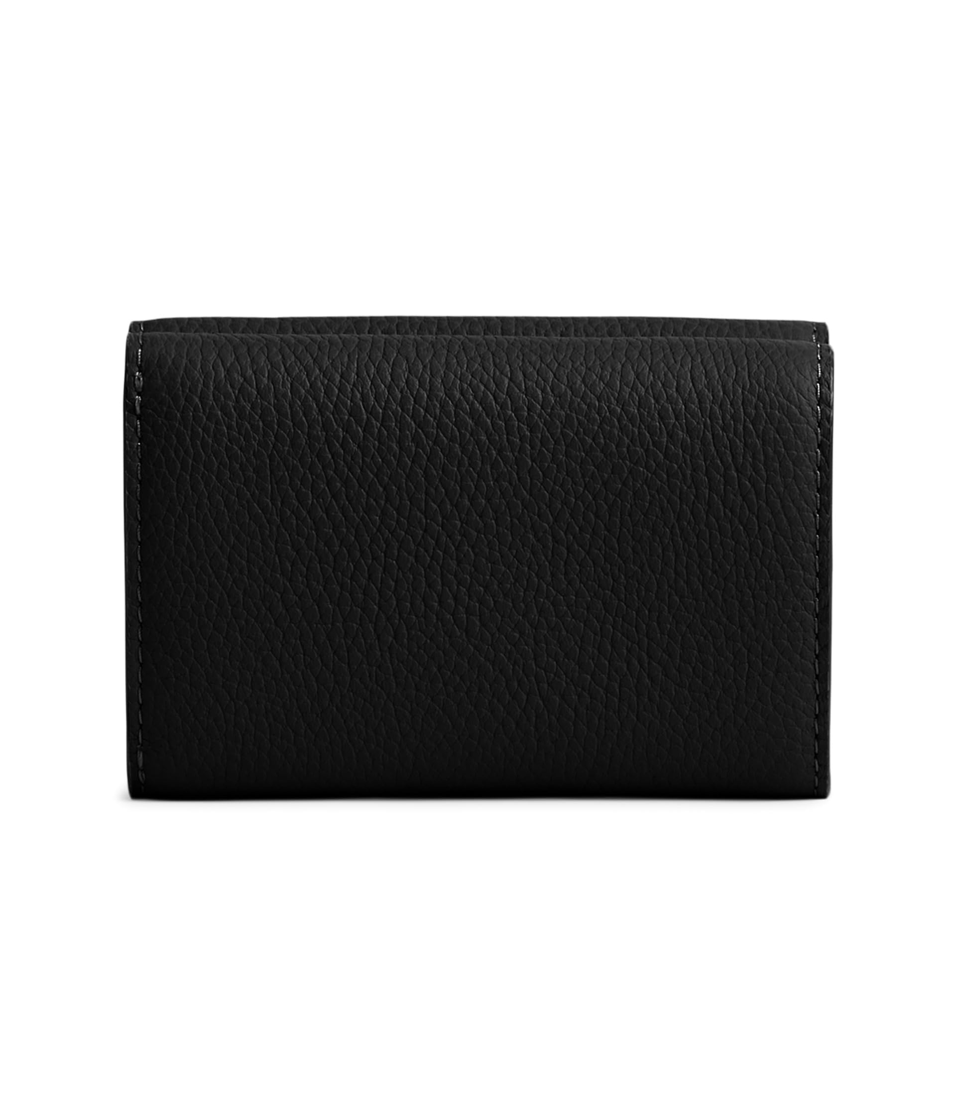 Coach Women's Essential Polished Pebble Mini Trifold Wallet - B4/Black, One Size | Compact Leather Wallet for Everyday Use, Travel & Gift Giving