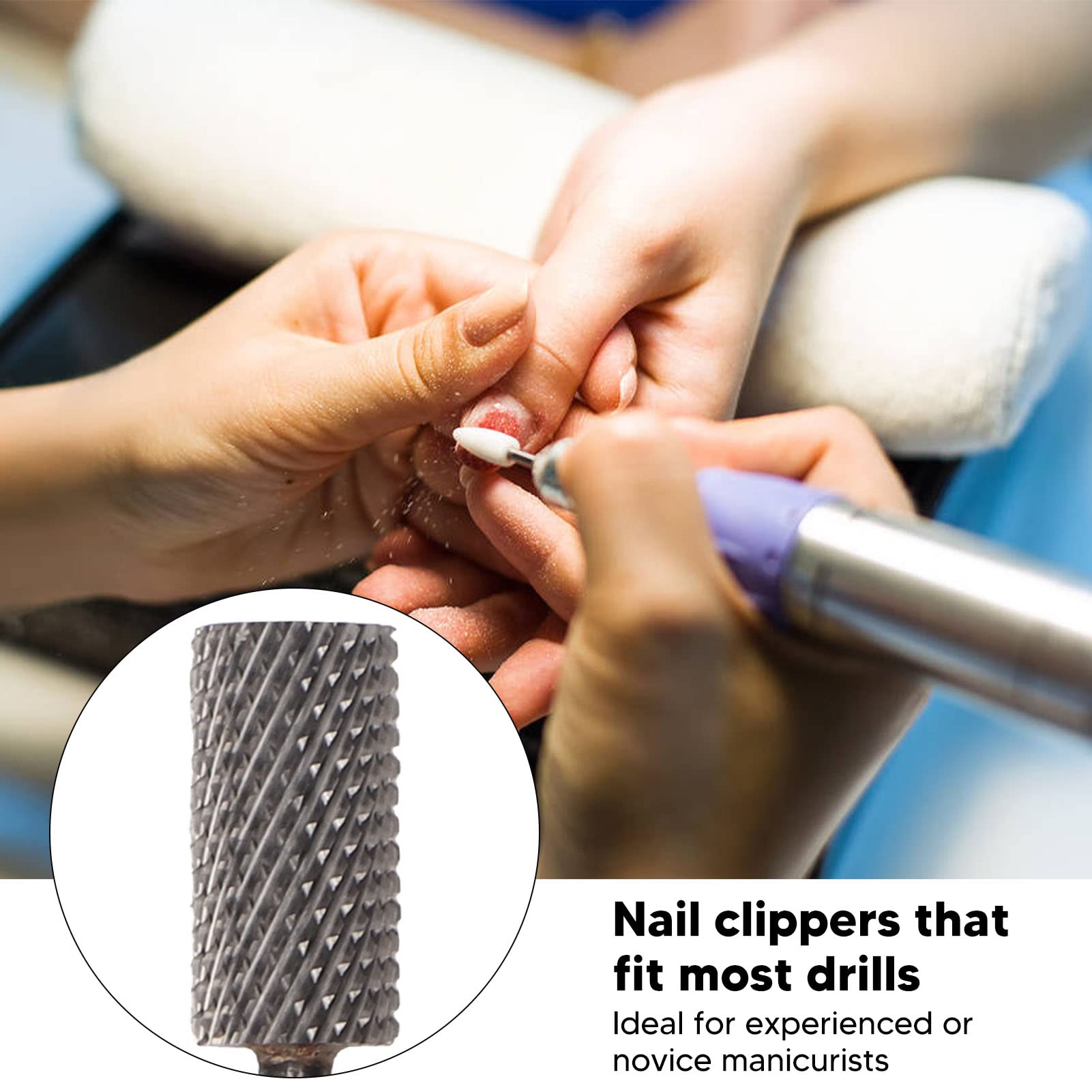 7PCS Professional Nail Drill Bits Set - Flat Top Grinding Bits for Gel Polish Removal, Steel Cylinder Cuticle Remover & Nail File Accessories | Portable Manicure Kit for Home & Salon Use | Perfect for Acrylic Nails, Gel Extensions & Nail Art Preparation