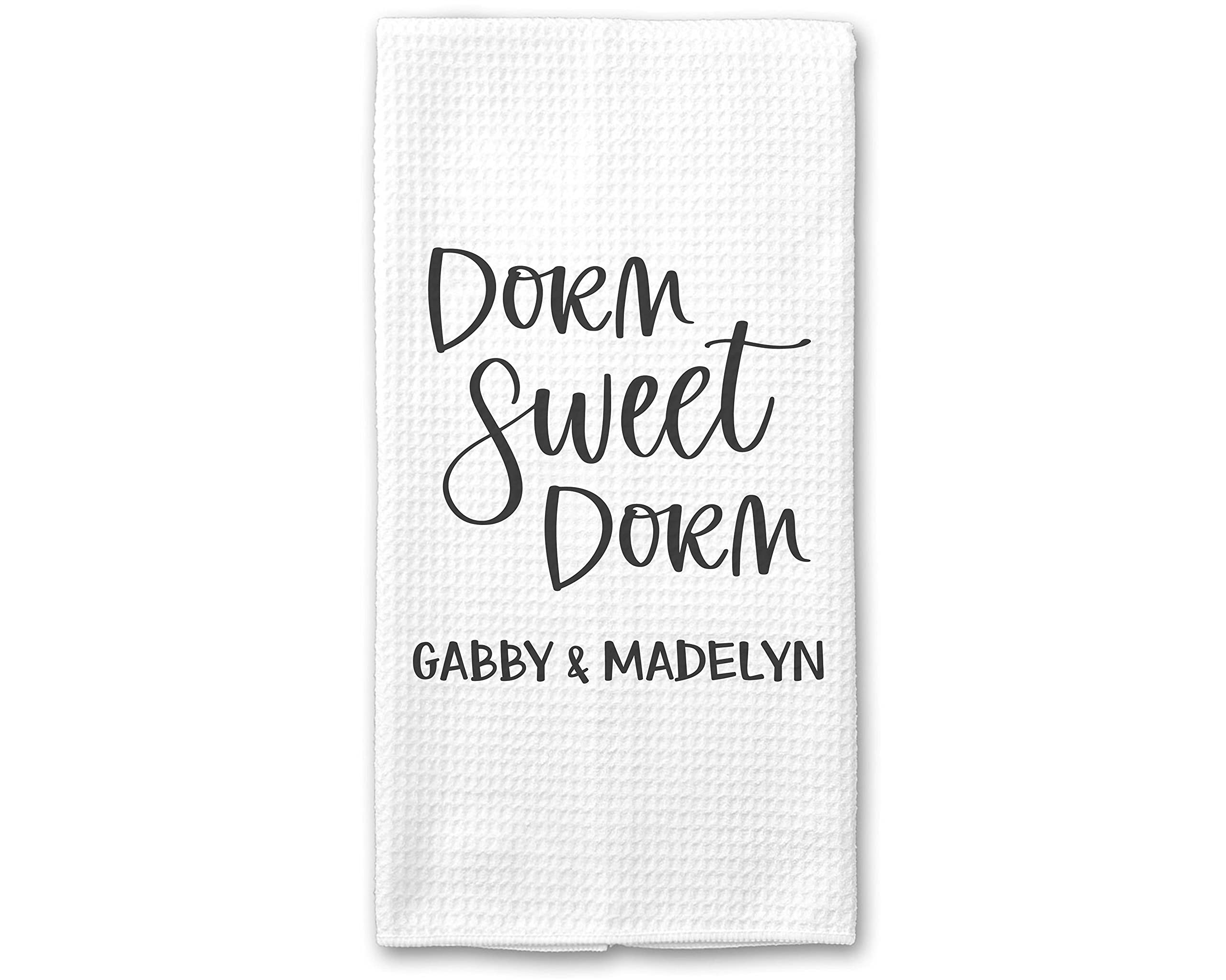 Custom Dorm Sweet Dorm Kitchen Towel | Personalized Dish Towel for College | Moving Away Decor & Roommate Gift | Perfect for Dorm Kitchen & Room Decor