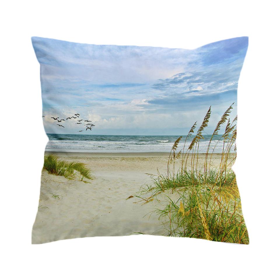 My Happy Place Beach Painting Pillow Cover - Coastal Decor for Living Room, Bedroom, or Beach House - Perfect for Summer Home Styling