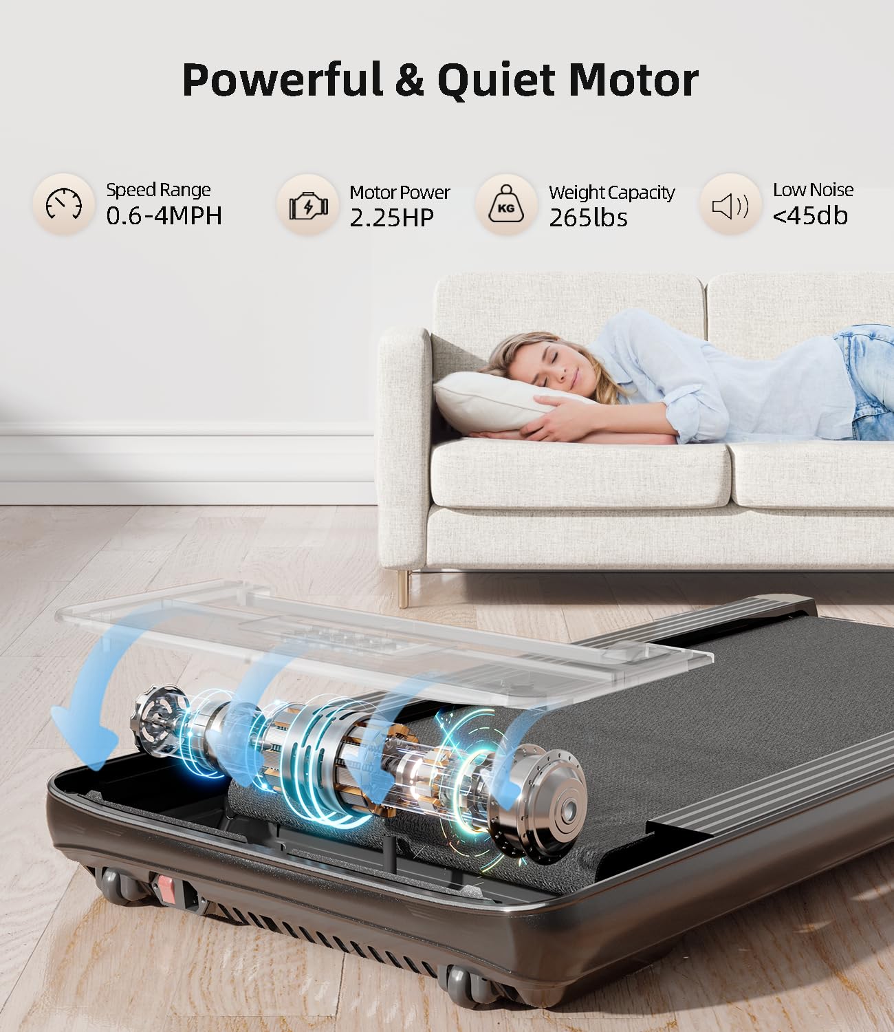 Under Desk Treadmill - Portable Walking Pad for Home & Office with Remote Control & LED Display | Compact Treadmill for Walking While Working, Home Gym & Small Space Fitness