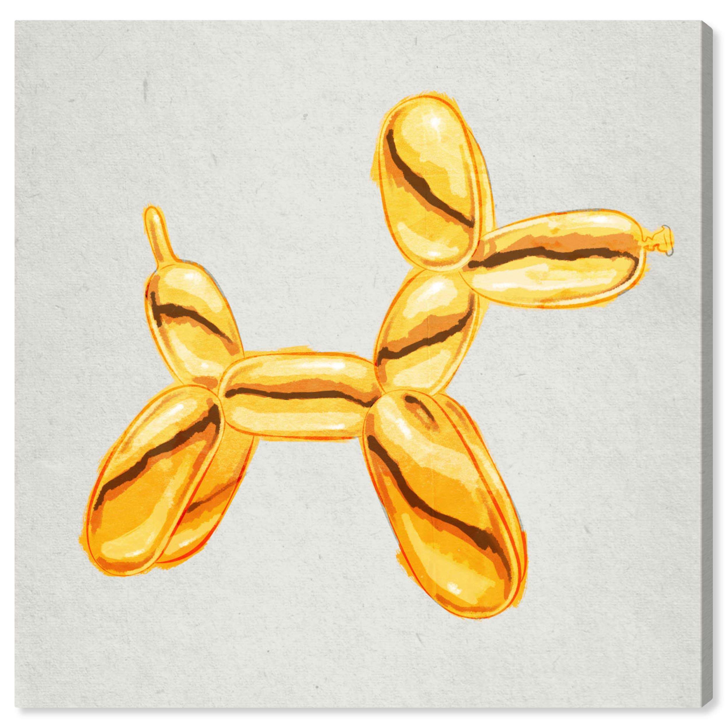 Wynwood Studio Balloon Dog Lux Animals Wall Art Canvas Print - 30x30 Inches Gold & Gray Modern Home Decor - Perfect for Living Room, Bedroom & Office Wall Decoration