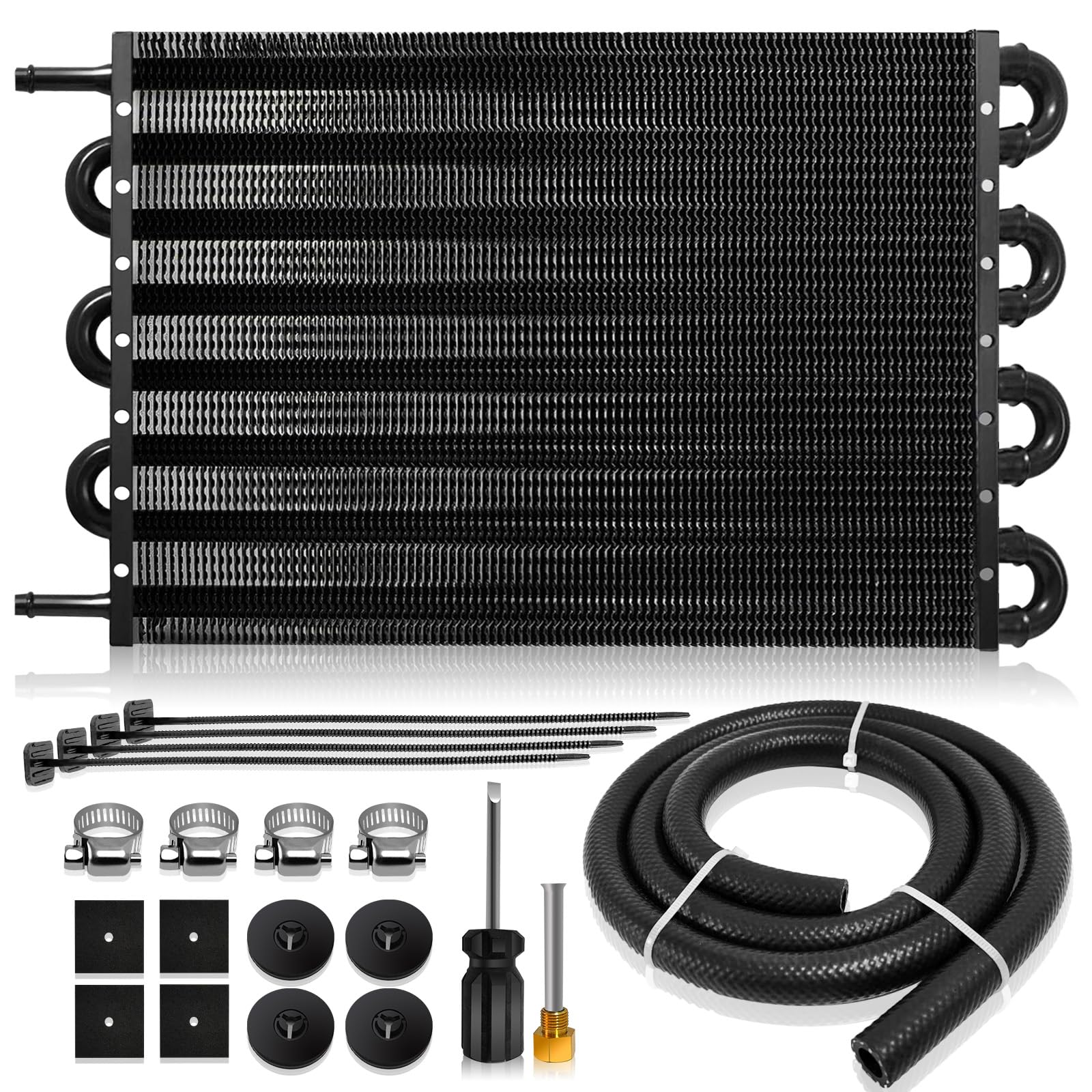8 Row Aluminum Transmission Oil Cooler Kit - 5/16