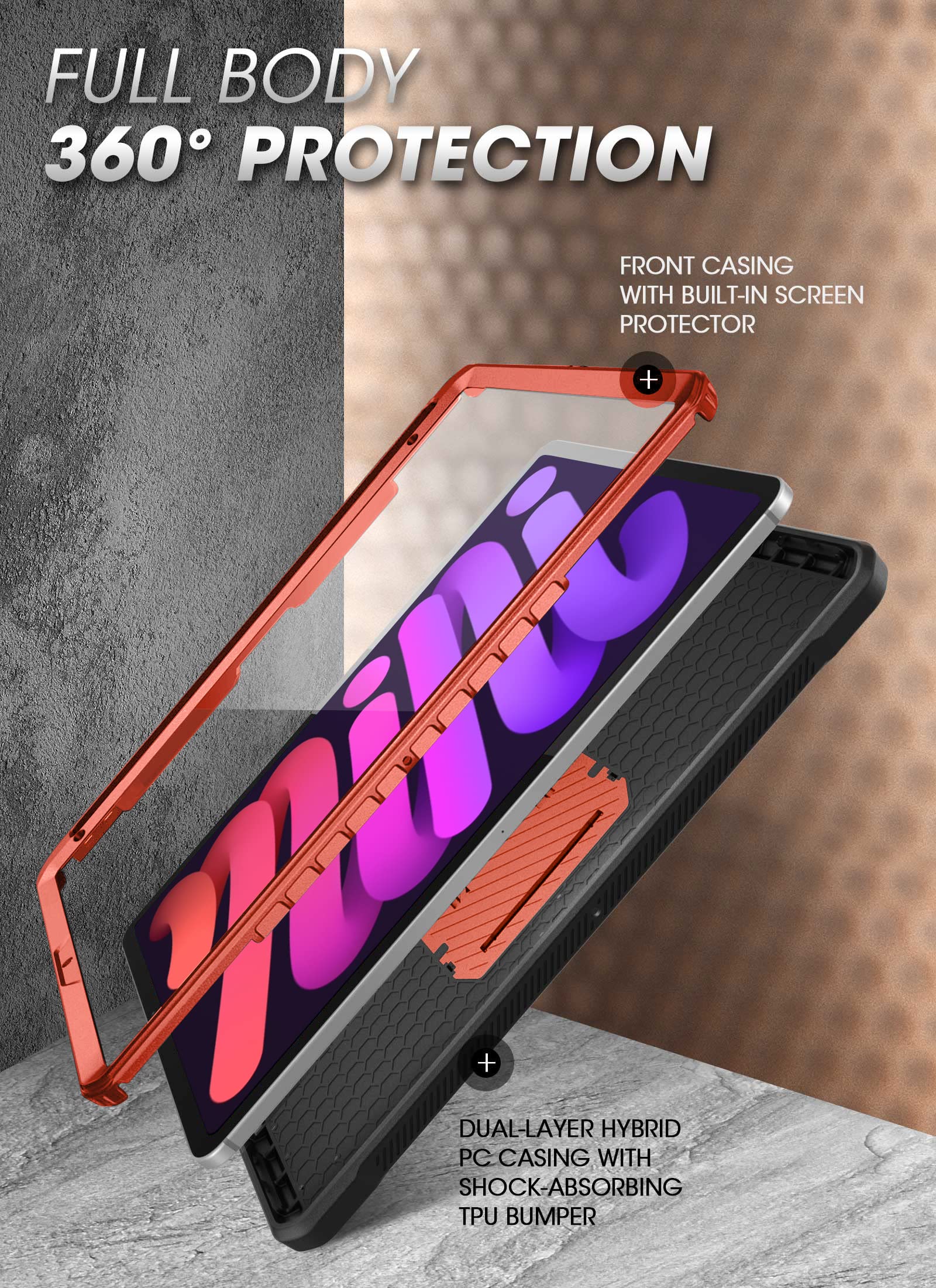 SUPCASE UB Pro iPad Mini 7 Case 2024 with Built-in Screen Protector, Pencil Holder & Stand - Compatible with iPad Mini 7th/6th Gen 8.3