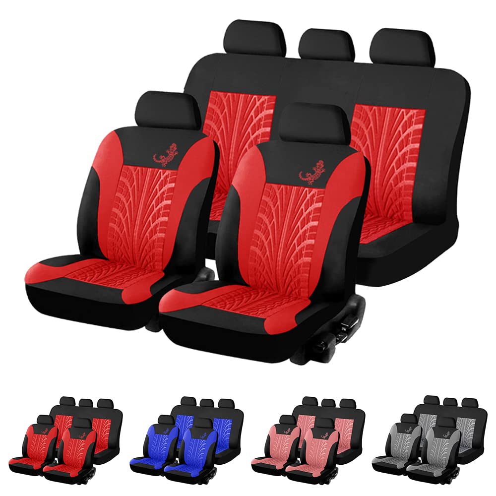 **2017-2020 Seat Arona Custom Fit Car Floor Mats & Red Polyester Cloth Bucket Seat Covers (5-Seat Full Set) – Durable, Non-Slip for Sedan, Truck, SUV – Perfect for Road Trips & Daily Commute**