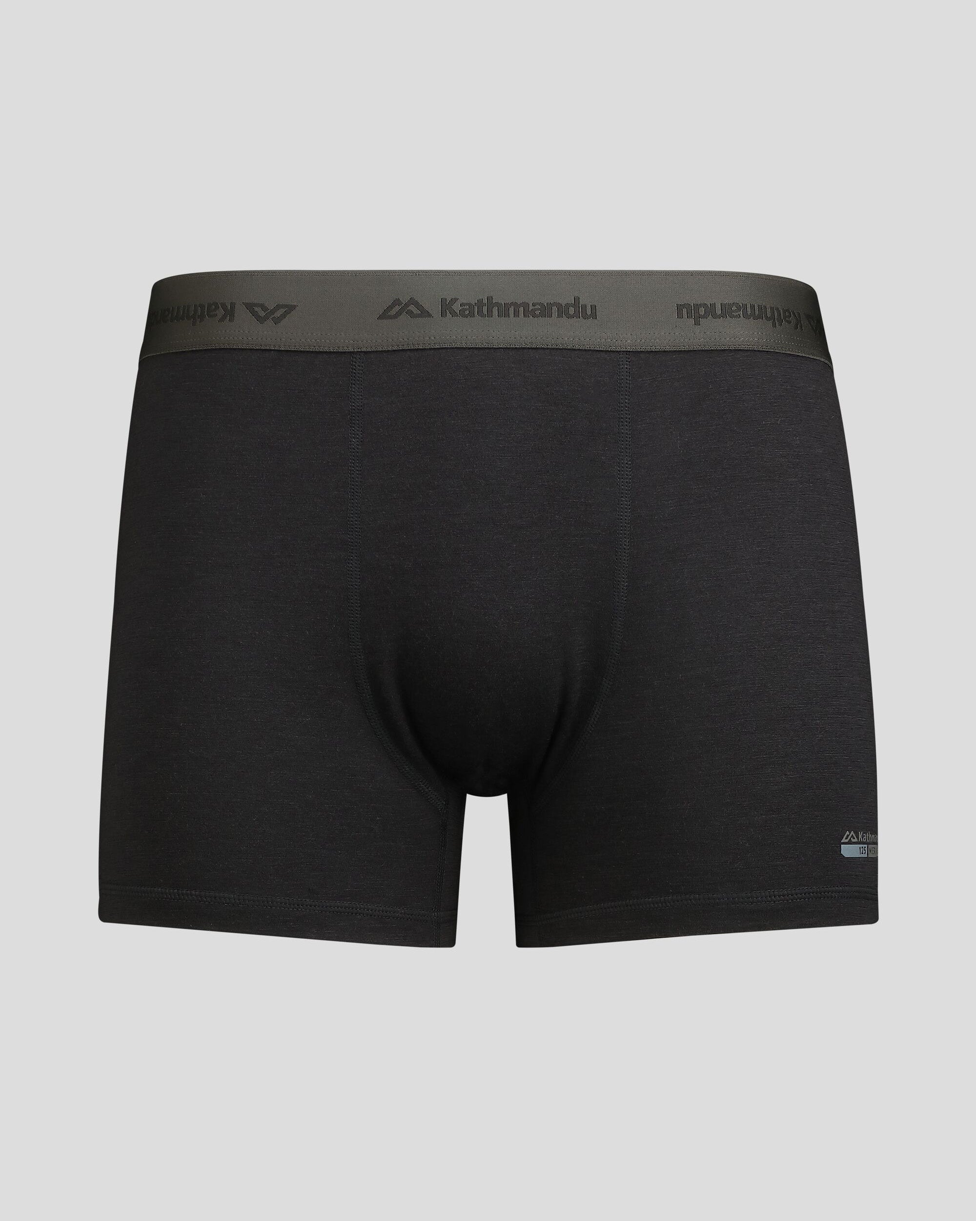 Men's K Merino 125 4.5 Inch Boxer Briefs - Soft Breathable Underwear for Active Lifestyle & Travel - Black Stingray Color