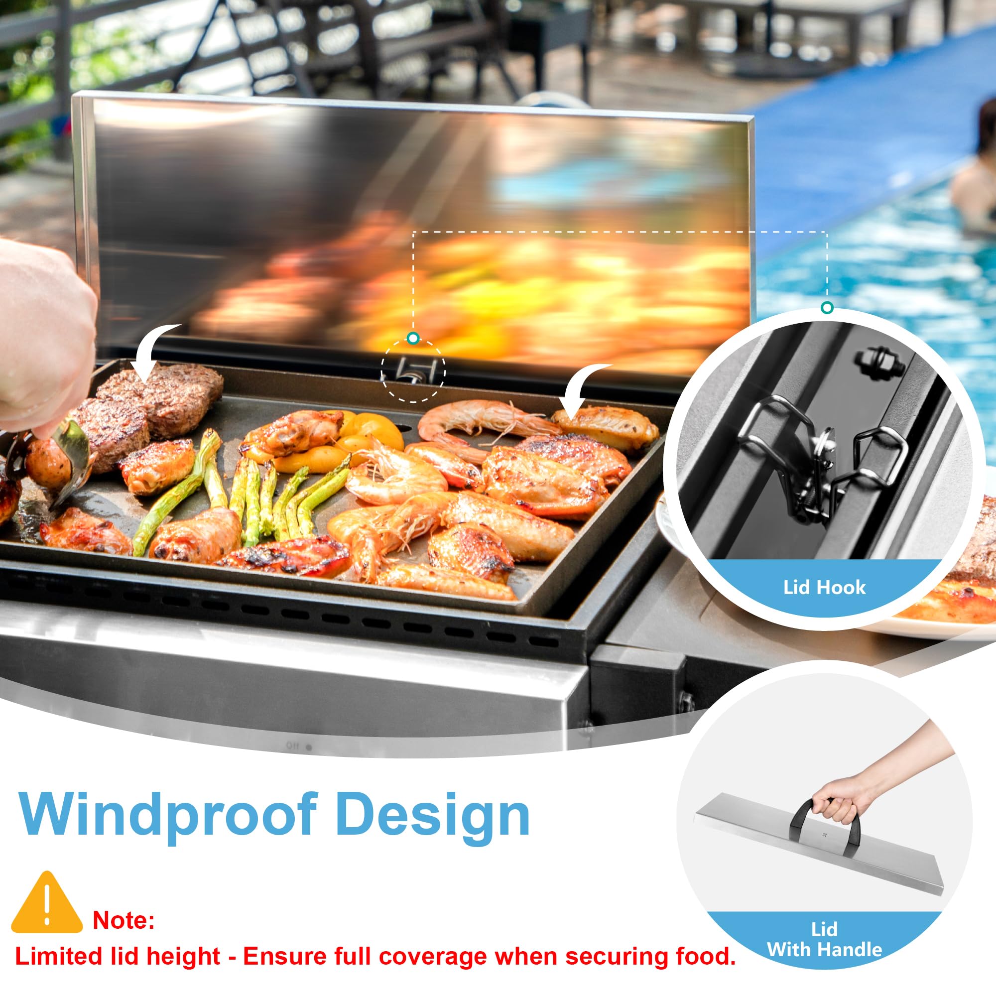 GREEN PARTY 2 Burner Propane Gas Griddle Grill Combo - 20,000 BTU Outdoor Flat Top Grill with Cast Iron Plate - Portable BBQ Grill for Camping, Backyard, Tailgating & Home Cooking - Perfect for Burgers, Pancakes & Family Gatherings