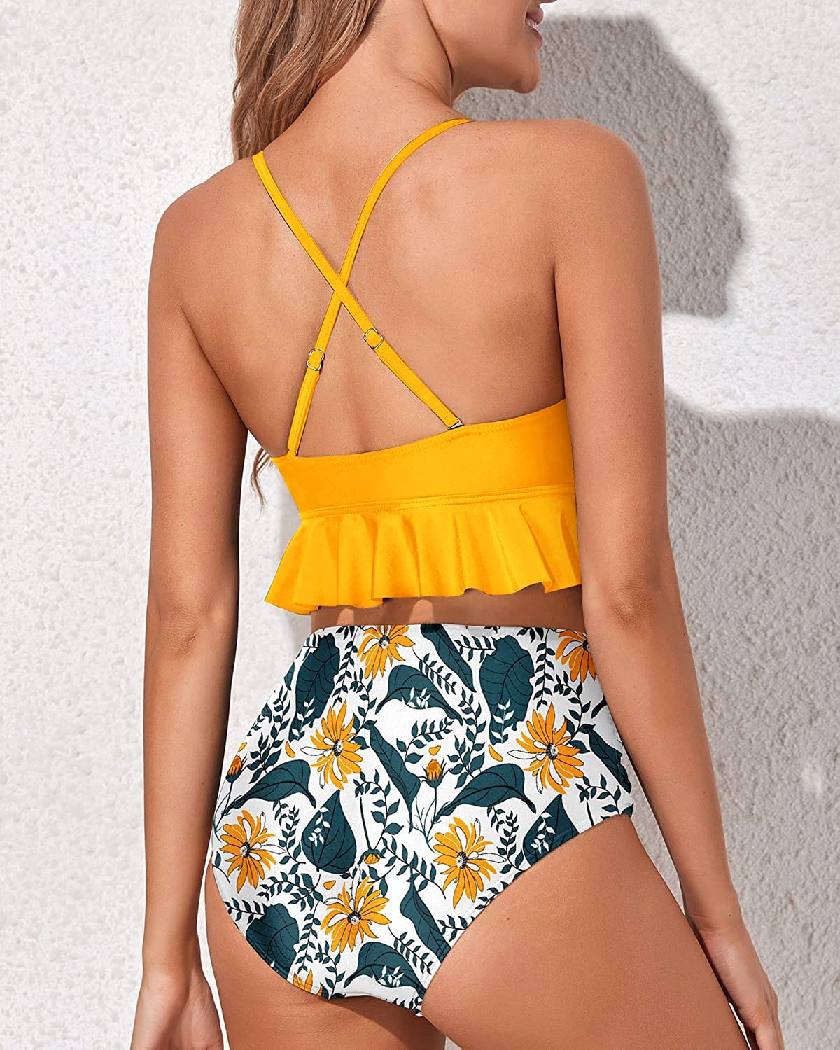 Tempt Me Women's High Waisted Bikini Set - Ruffle Flounce Two Piece Swimsuits with Tummy Control | Perfect for Beach Vacations, Pool Parties & Summer Getaways