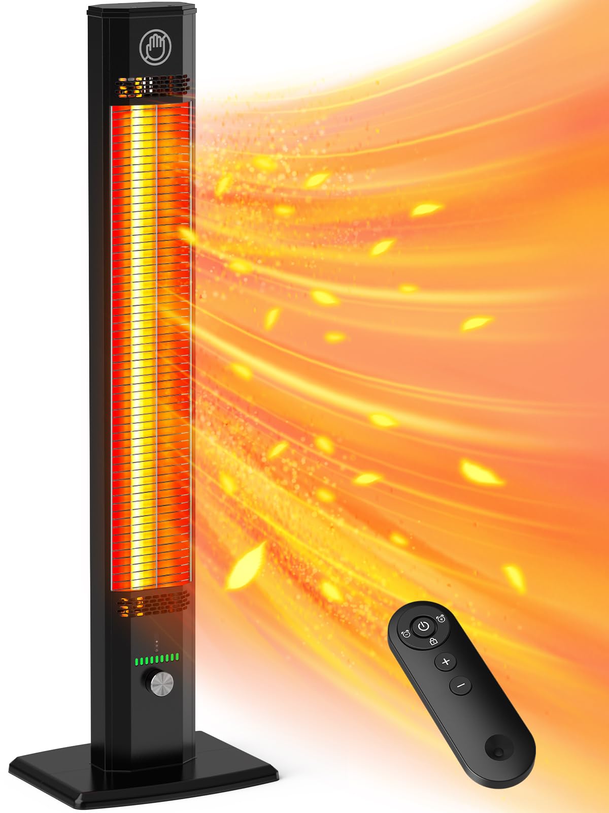 BALKO 42-Inch Outdoor Heater with 9 Heat Levels & 540-Min Timer - 1500W Infrared Garage Heater with Child Safety Lock, IP65 Waterproof, Tip-Over & Overheat Protection - Perfect for Patio, Deck, Garage, and Indoor Heating