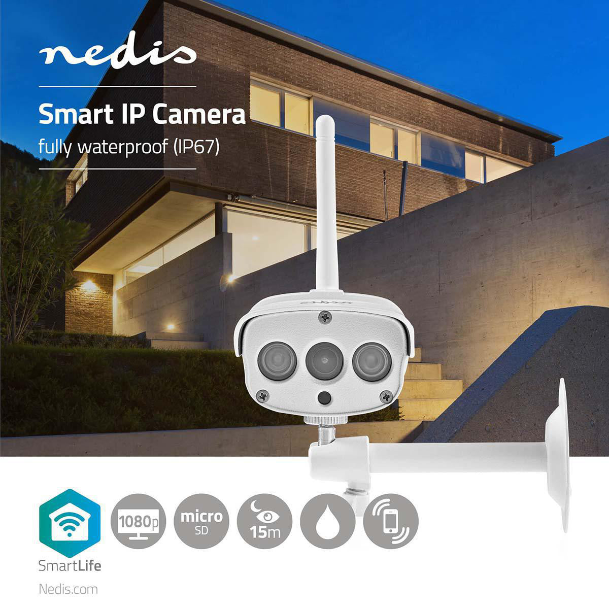 SmartLife Wi-Fi Security Camera - Full HD 1080p, IP67 Waterproof, Cloud & MicroSD Storage - Indoor/Outdoor Home Surveillance for Baby Monitor, Pet Camera, and Night Vision