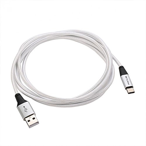 10ft Braided USB-C Cable for Kyocera DuraForce Pro 2 - Durable Fast Charging & Data Sync Cord (White) | Perfect for Outdoor, Work & Travel Use