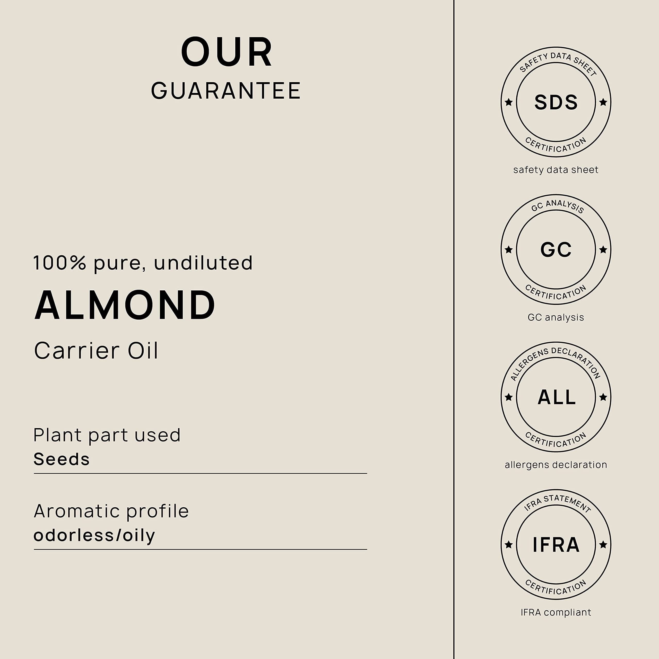 VINEVIDA Pure Sweet Almond Carrier Oil - 1 Gallon Bulk Undiluted for Soap Making, Candle Scents & DIY Skincare | Moisturizing Body Oil for Massage, Hair Care & Aromatherapy | 8 lbs Natural Almond Oil