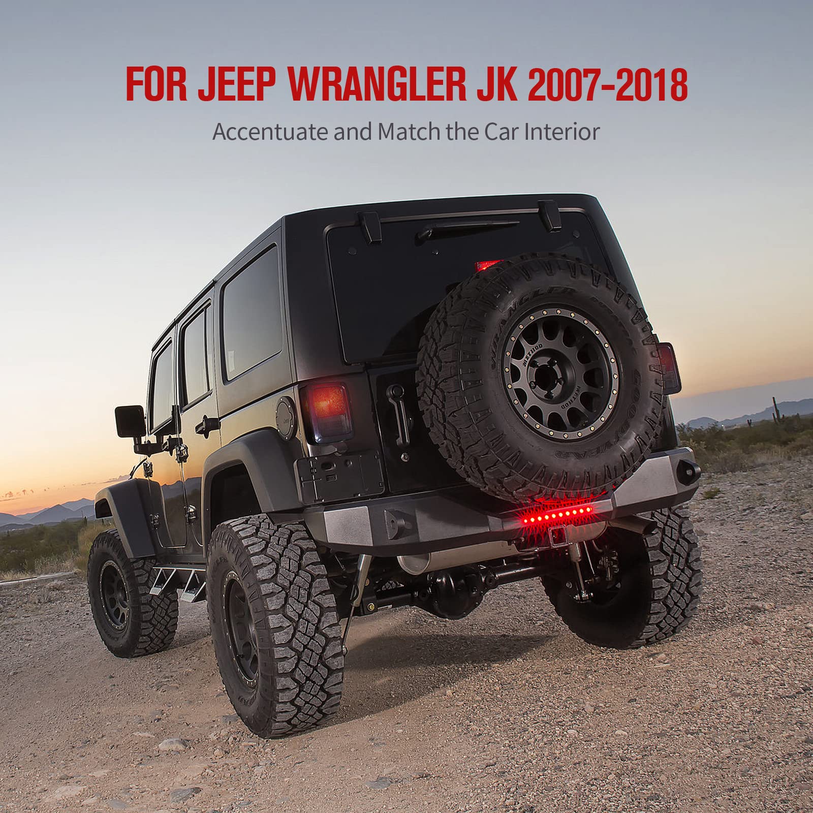 JeCar Smoked LED Tail Light Covers for Jeep Wrangler JK & JKU (2007-2018) - Black Rear Lamp Guards & Exterior Accessories | Off-Road Protection & Custom Styling