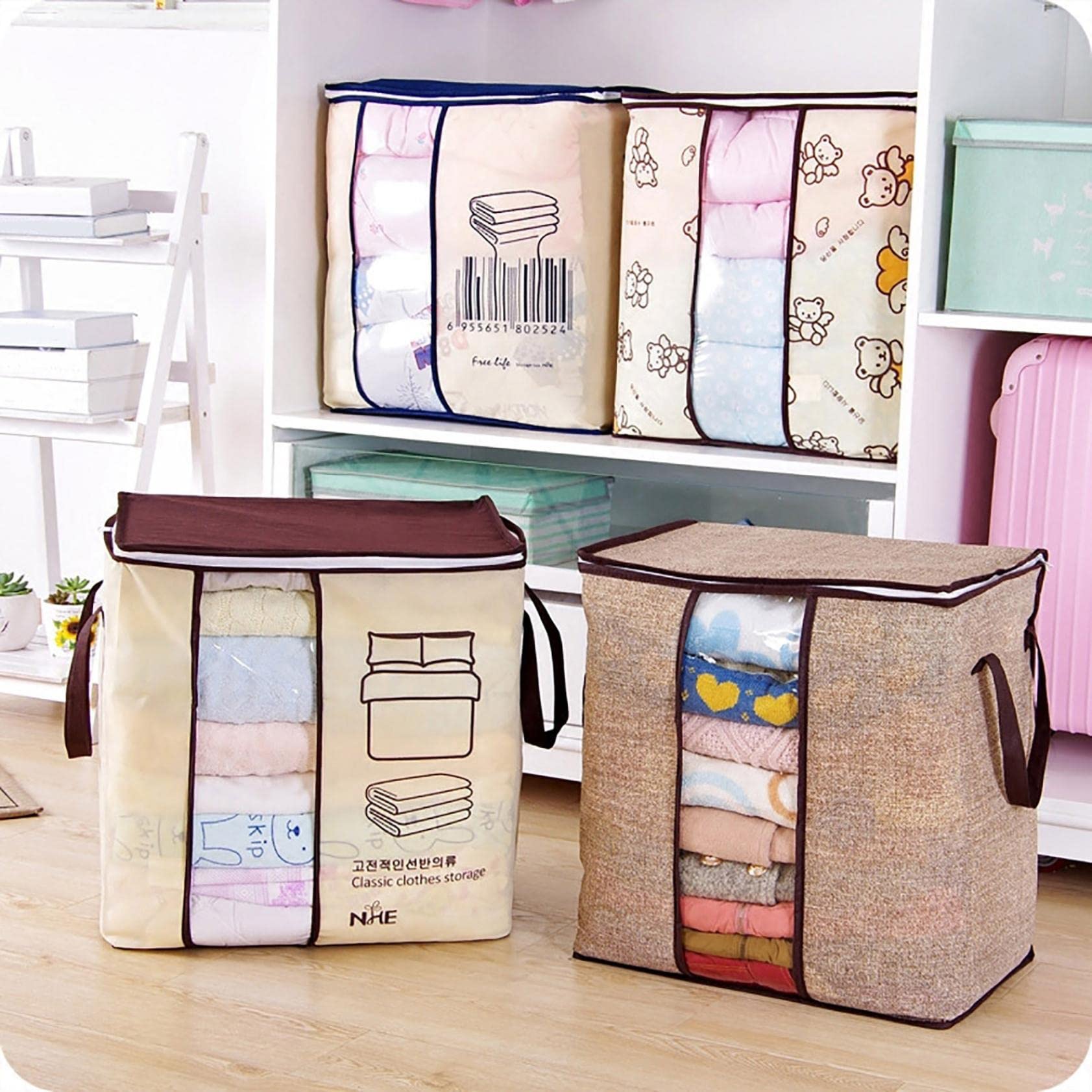 Large Storage Bag for Clothes & Bedding - Foldable with Clear Window | Home Organization