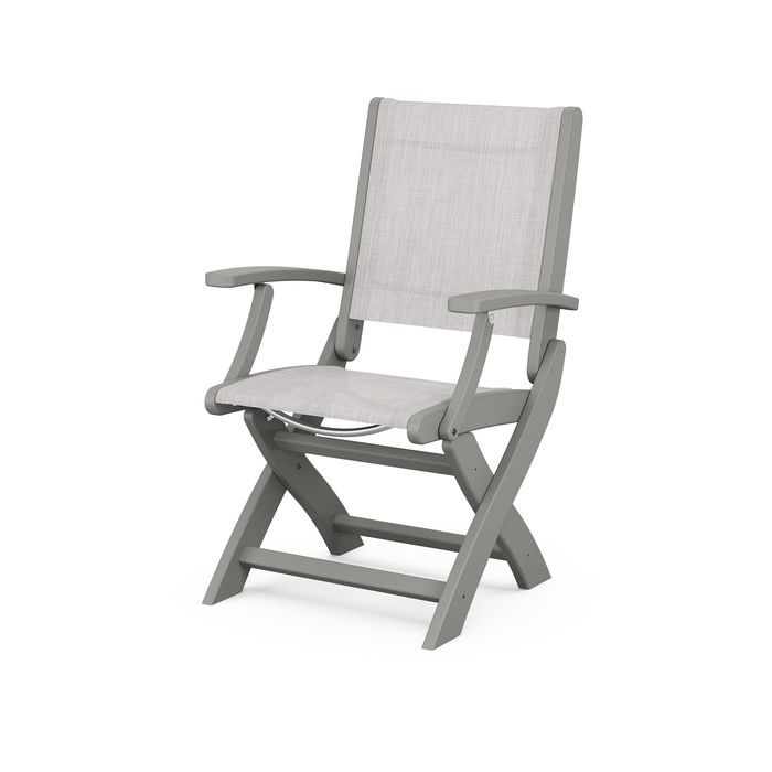 POLYWOOD Coastal Folding Chair - Durable Outdoor Furniture for Patio, Beach & Poolside - Weather-Resistant Adirondack Style Chair with Cup Holder