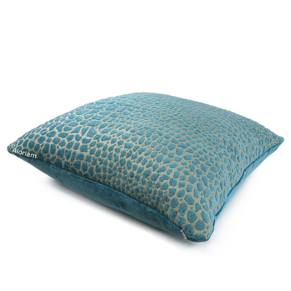 Sobek Turquoise Crocodile Chenille Pillow Cover - Soft Decorative Throw Pillow Case for Living Room, Bedroom, Sofa & Couch - 18x18 Inches Home Decor Accent