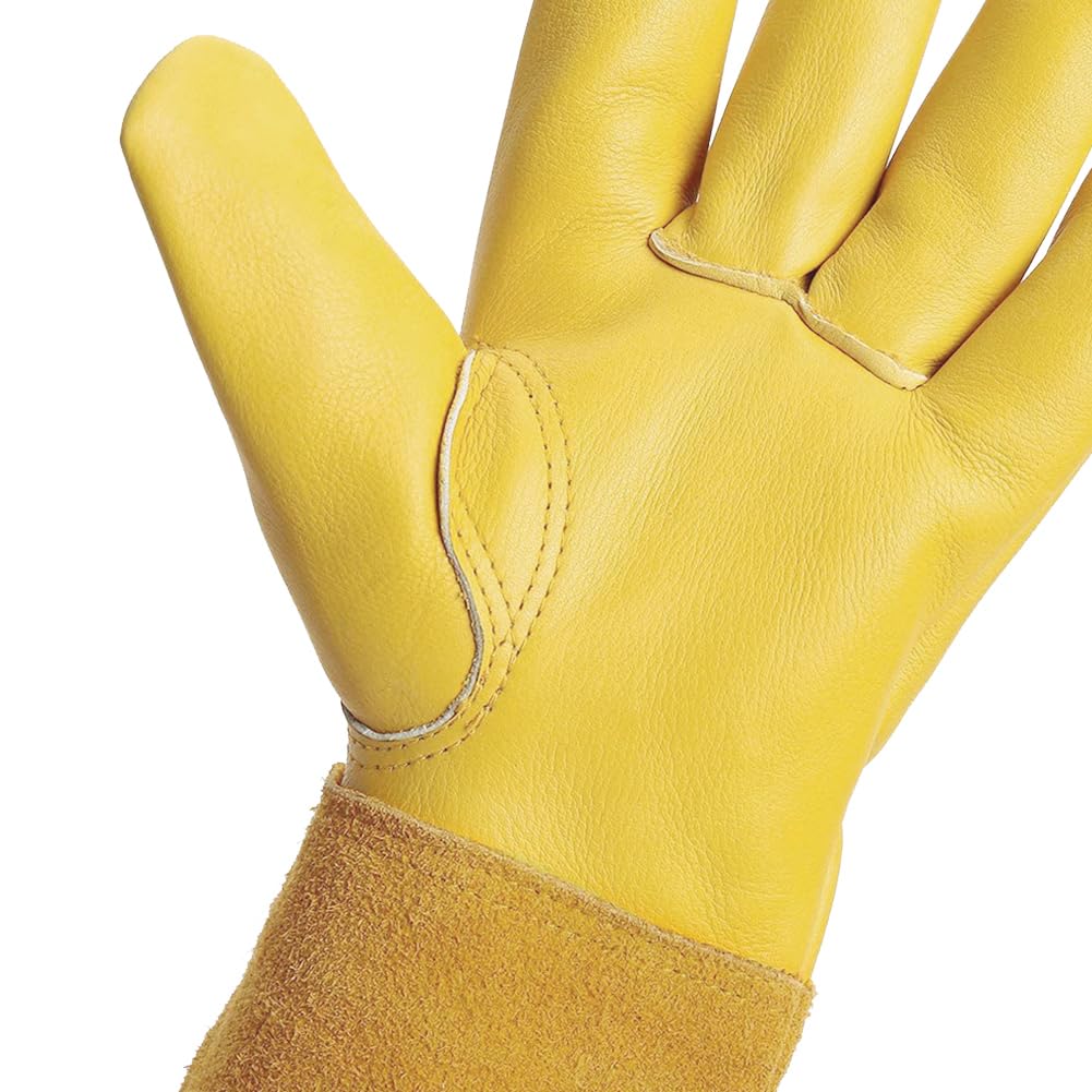 Durable Cowhide Leather Welding Gloves - Thorn Protection for Gardening & Pruning
