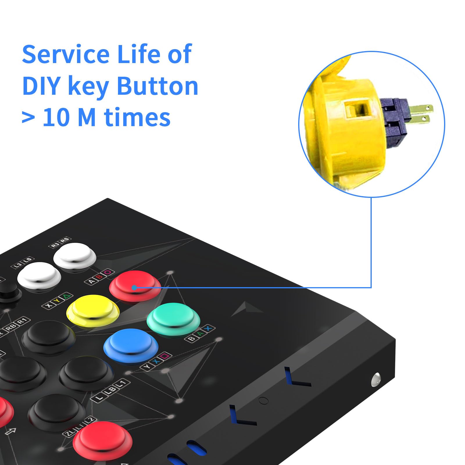 DOYO Arcade Fight Stick - Durable Iron Joystick for PC, PS3, Switch, NEOGEO Mini, Android & Raspberry Pi | Perfect for Home Gaming & Fighting Tournaments (Black)