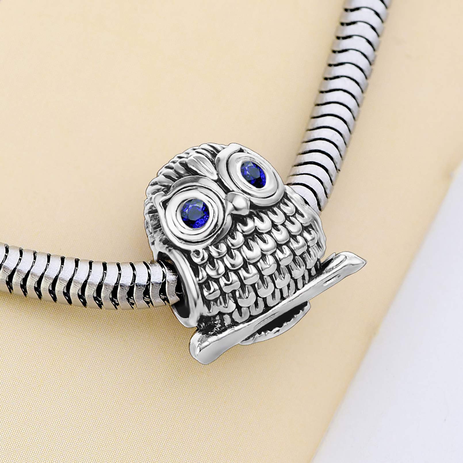 Wisdom Owl Charm for Pandora Bracelets - Elegant Silver Owl Pendant Compatible with Pandora Charms & Jewelry - Perfect for Gifts, DIY Bracelets & Necklace Making
