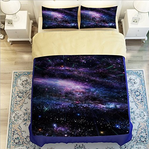 LELVA Galaxy Duvet Cover Set - Twin Full Queen Size Space Themed Bedding (Queen, 5-Piece) | Cosmic Star Print Comforter Cover for Kids & Adults Bedroom Decor