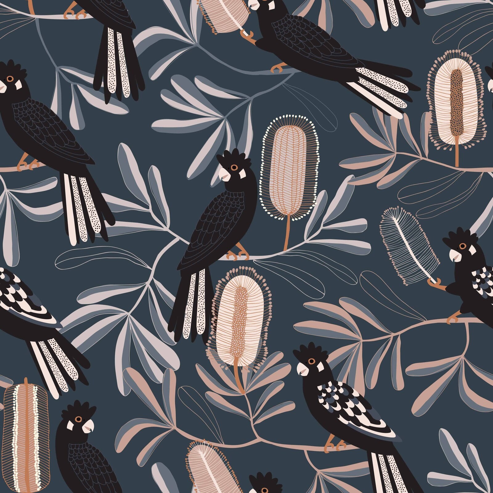 Black Cockatoo Wallpaper - Premium Peel & Stick Removable Wallpaper for Home Decor - Perfect for Living Room, Bedroom, Nursery & Office