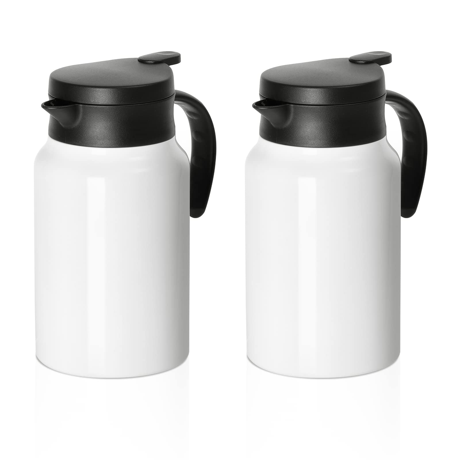 PYD Life 50oz Stainless Steel Double Wall Vacuum Insulated Thermal Carafe - 1.5L White Coffee Pot for Sublimation Printing (2 Pack) | Perfect for Office, Home & Outdoor Use