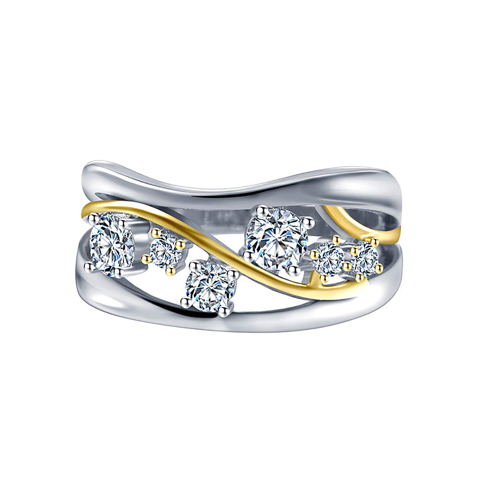 925 Sterling Silver Two-Tone Round Cut Gemstone Diamond Ring for Women - Elegant 4-Prong Setting Wedding, Anniversary & Gift Jewelry for Girlfriend, Wife & Daughter | Perfect for Special Occasions, Date Nights & Formal Events