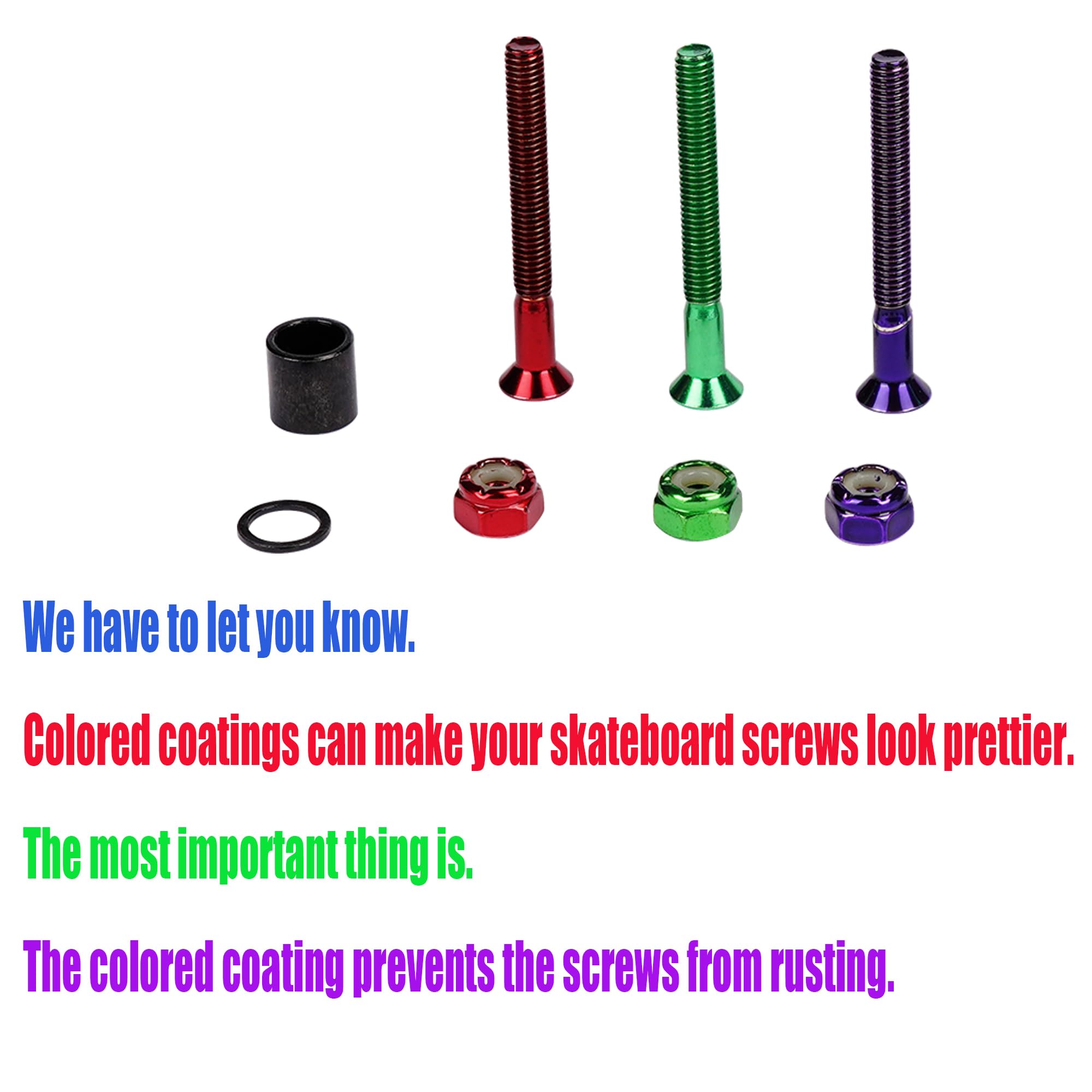 Premium Purple Skateboard Hardware Kit - Durable Alloy Mounting Screws & Nuts Set for Longboards, Cruisers & Skateboards - Perfect for DIY Repairs & Board Customization
