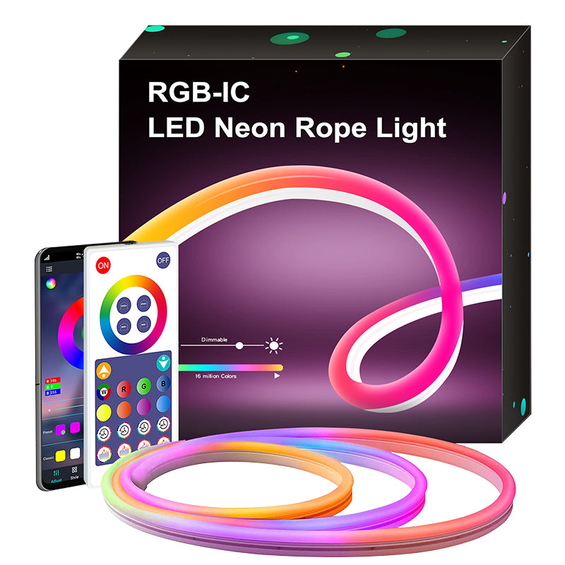 3M NEON RGB Flex IP67 Waterproof Bluetooth LED Light Strip - Indoor/Outdoor Decoration for Bedroom, Party, Gaming Room, and Events