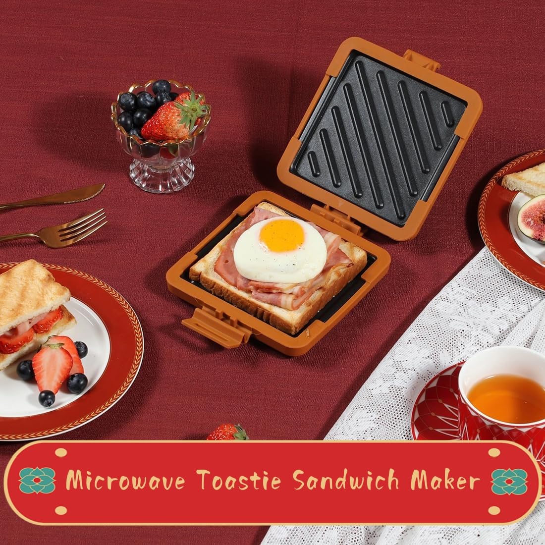 Microwave Toastie Sandwich Maker - Fast Cooking, Dishwasher Safe, Blue - Perfect for Quick Lunches, Snacks & On-the-Go Meals