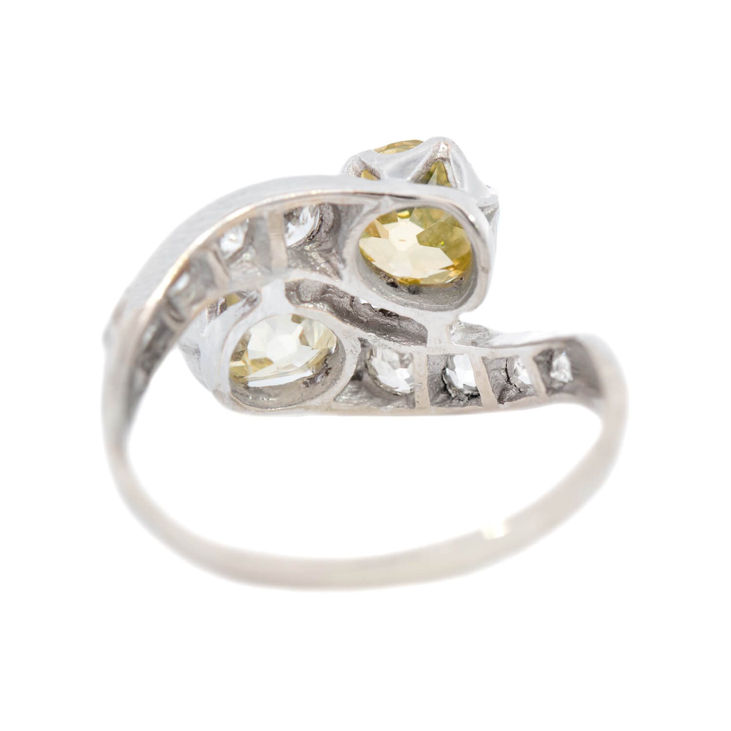 Edwardian 18k Gold Moi et Toi Bypass Diamond Ring 2.85 Carat Total Weight - Vintage Engagement Ring, Anniversary Gift for Her, Wedding Jewelry