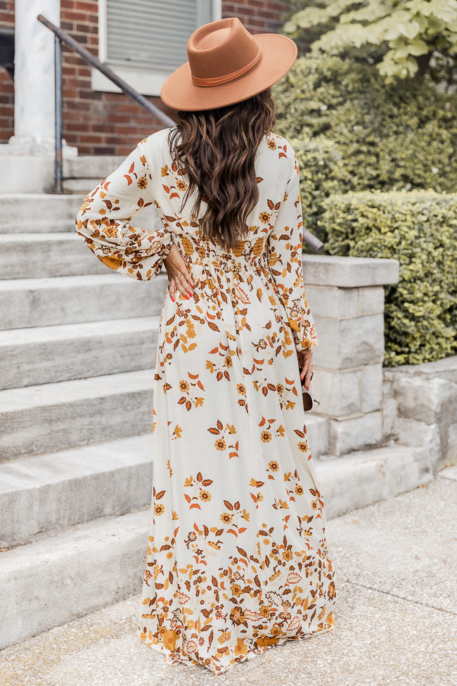 Brown Leaf Print Maxi Dress - Flowy Boho Summer Dress for Women | Beach Vacation, Garden Party & Casual Outings