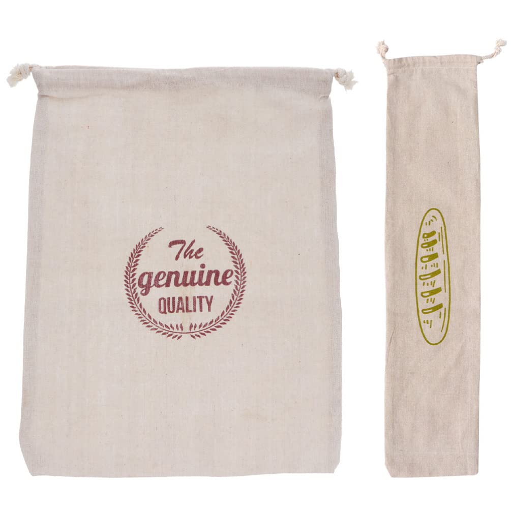 Kichvoe 2-Pack French Bread Linen Organizer Bags - Reusable Drawstring Food Storage Bags for Loaves, Pastries & Challah Bread | Eco-Friendly Kitchen & Bakery Storage Solution for Home, Picnics & Gifting