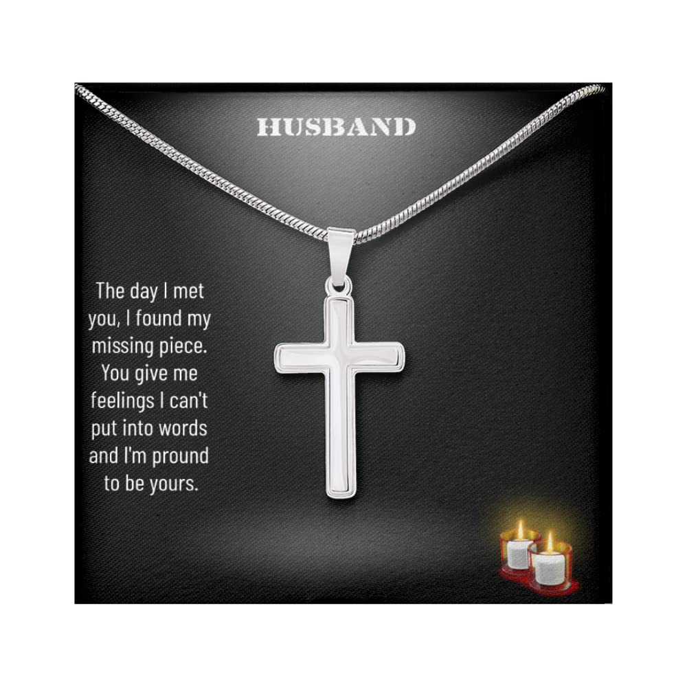 Personalized Cross Necklace with Message Card for Husband - Thoughtful Christian Gift for Anniversary, Birthday & Valentine's Day