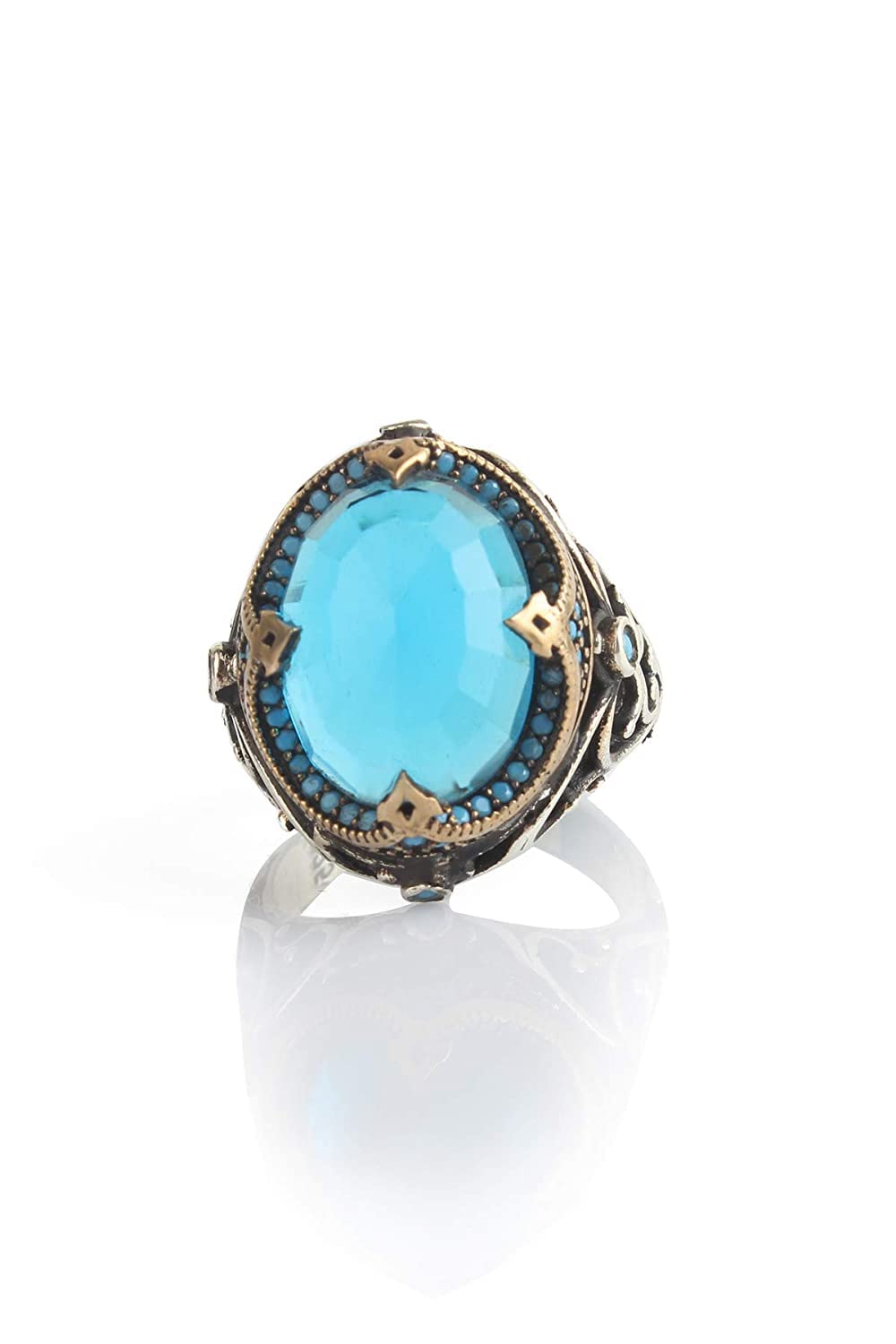 925 Sterling Silver Men's Ring with Natural Blue Topaz Gemstone - Handmade Adjustable Wedding Band, Promise Ring for Men - Perfect for Engagement, Anniversary & Everyday Wear